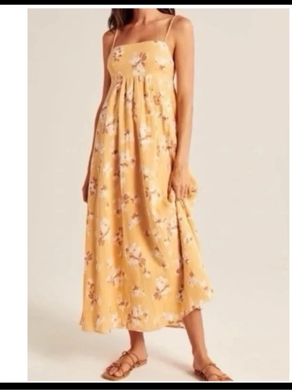 NWT Abercrombie and Finch 100% Cotton gauze yellow floral maxi dress
